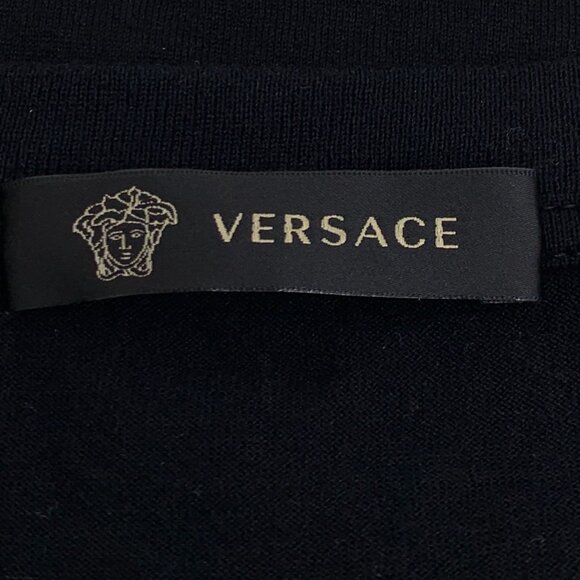 Versace Black Embroidered & Beaded Medusa Head Cotton Round-Neck Short-Sleeved T - Picture 2 of 8